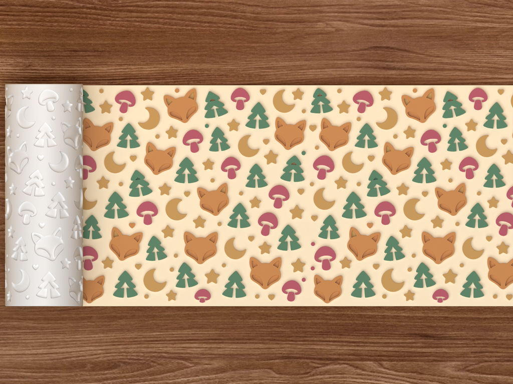Fox Woodland Textured Roller STL File - 02 wide shot emboss colored