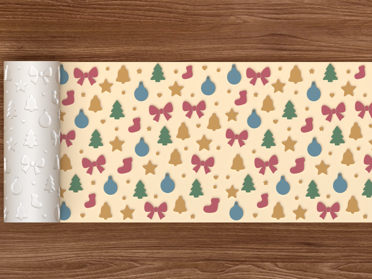 Christmas Ornaments Textured Roller STL File - 02 wide shot emboss colored