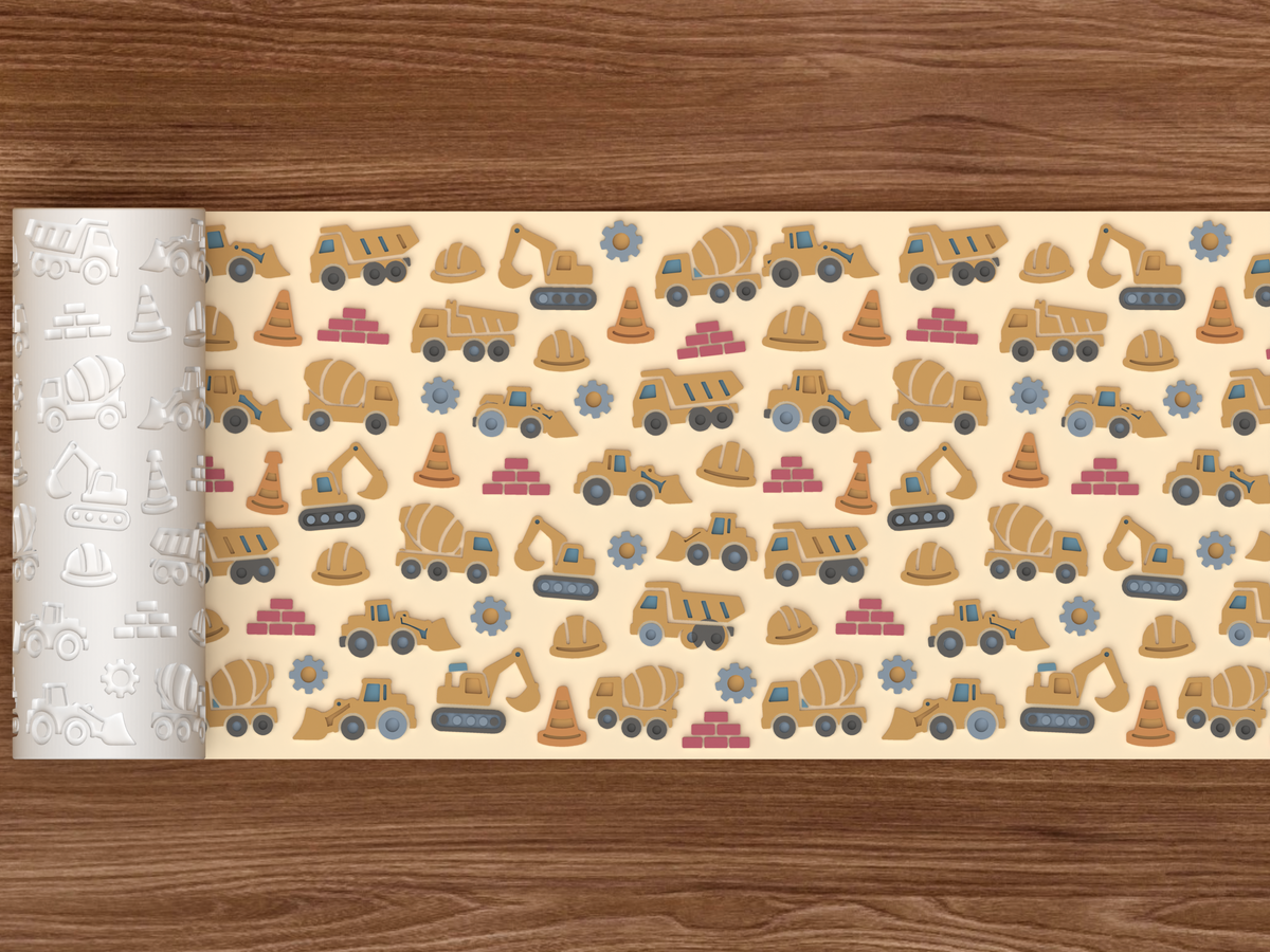 Construction Trucks Textured Roller STL File - 02 wide shot emboss colored