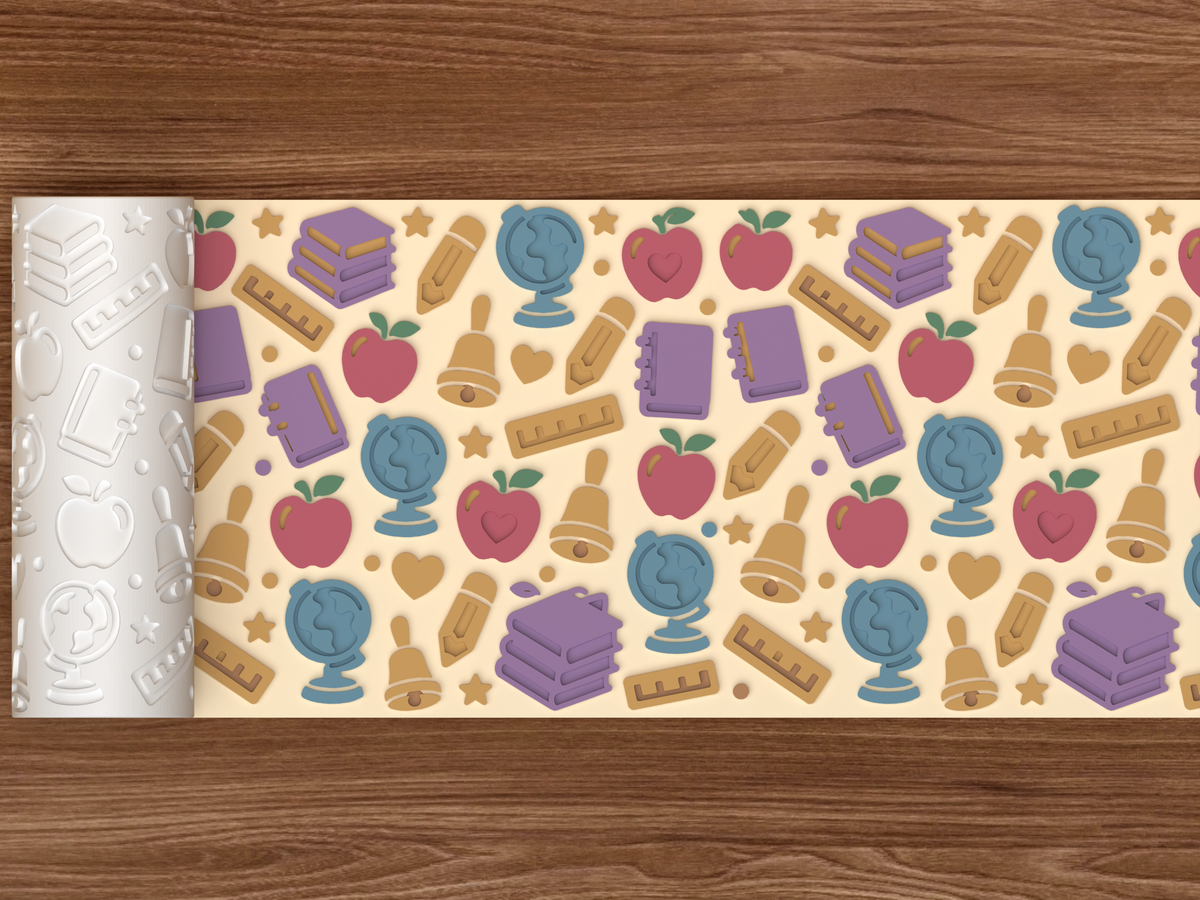 Teacher Appreciation Textured Roller STL File - 02 wide shot emboss colored