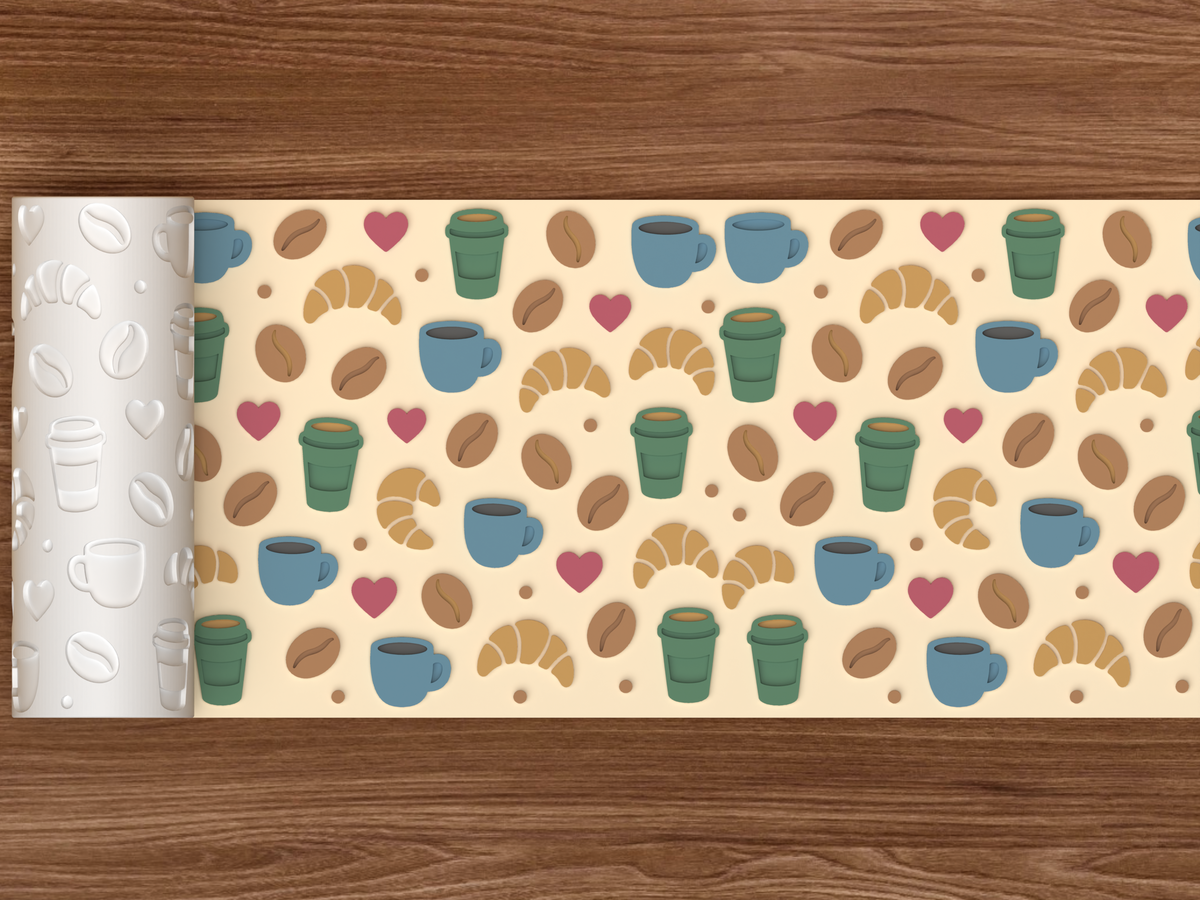 Coffee Shop Pastry Textured Roller - 02 wide shot emboss colored