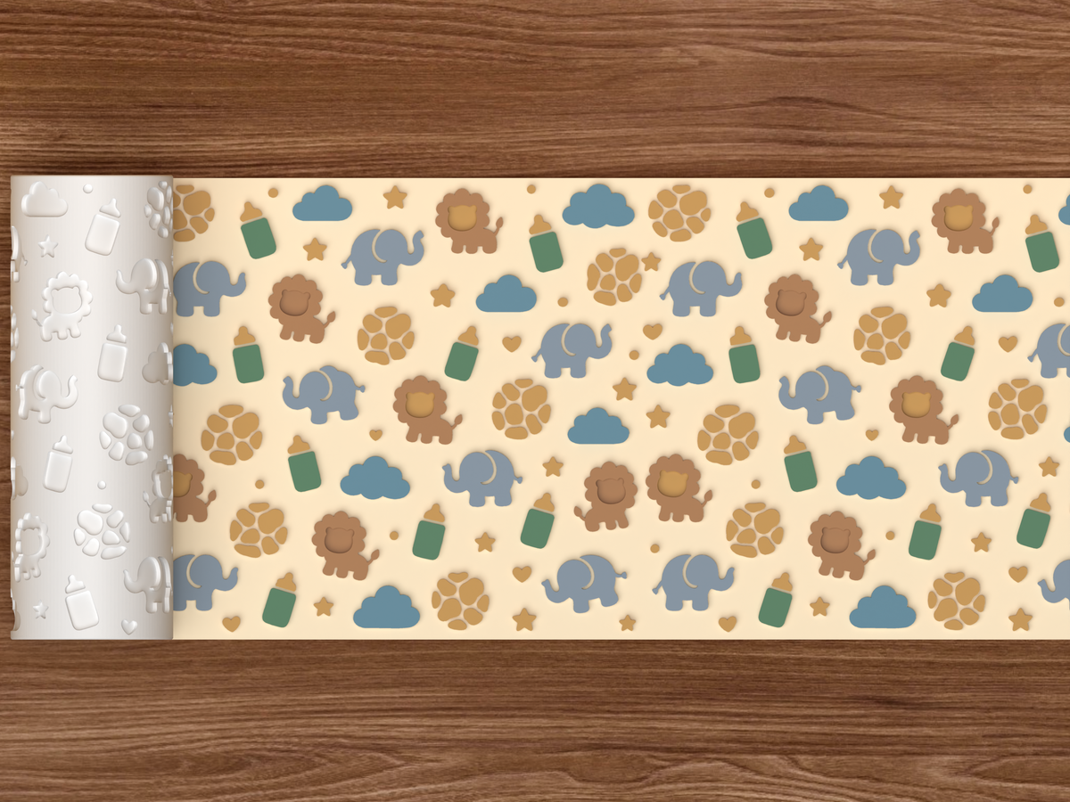 Safari Baby Shower Textured Roller STL File - 02 wide shot emboss colored