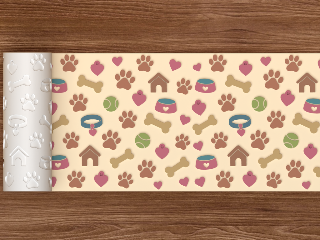 Dog Pet Textured Roller STL File - 02 wide shot emboss colored