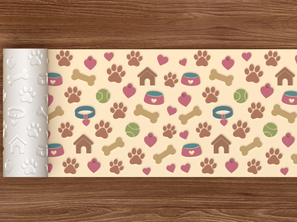 Dog Pet Textured Roller - 02 wide shot emboss colored