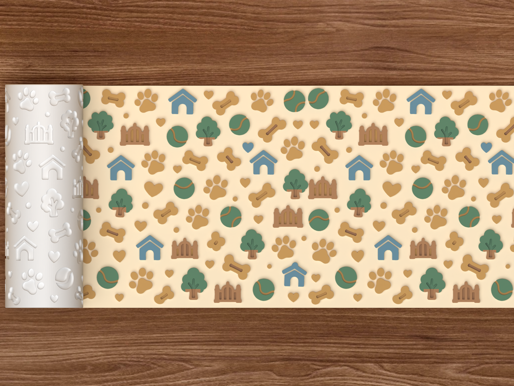 Dog Park Textured Roller STL File - 02 wide shot emboss colored