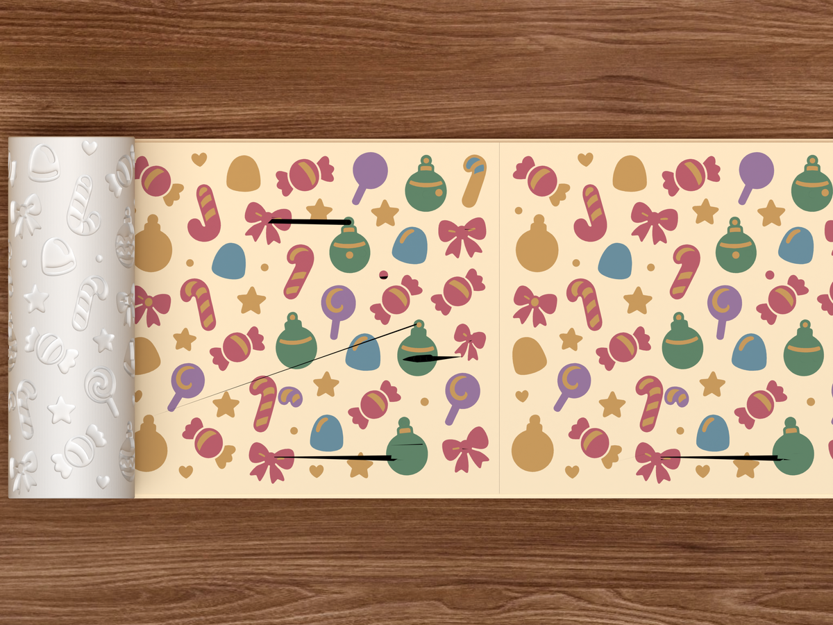 Christmas Candy Ornaments Textured Roller STL File - 02 wide shot emboss colored