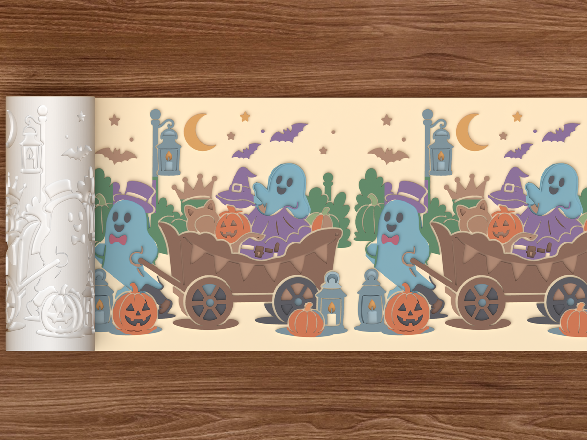 Costume Parade Wagon Textured Roller STL File - 02 wide shot emboss colored
