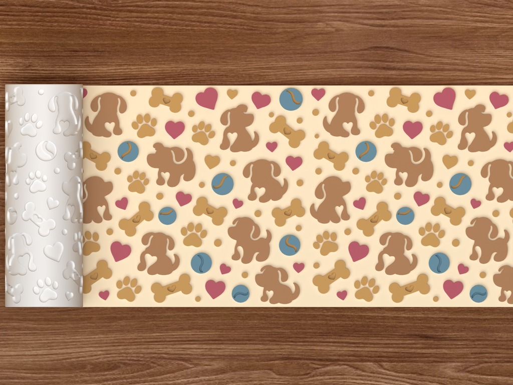 Puppy Love Textured Roller STL File - 02 wide shot emboss colored