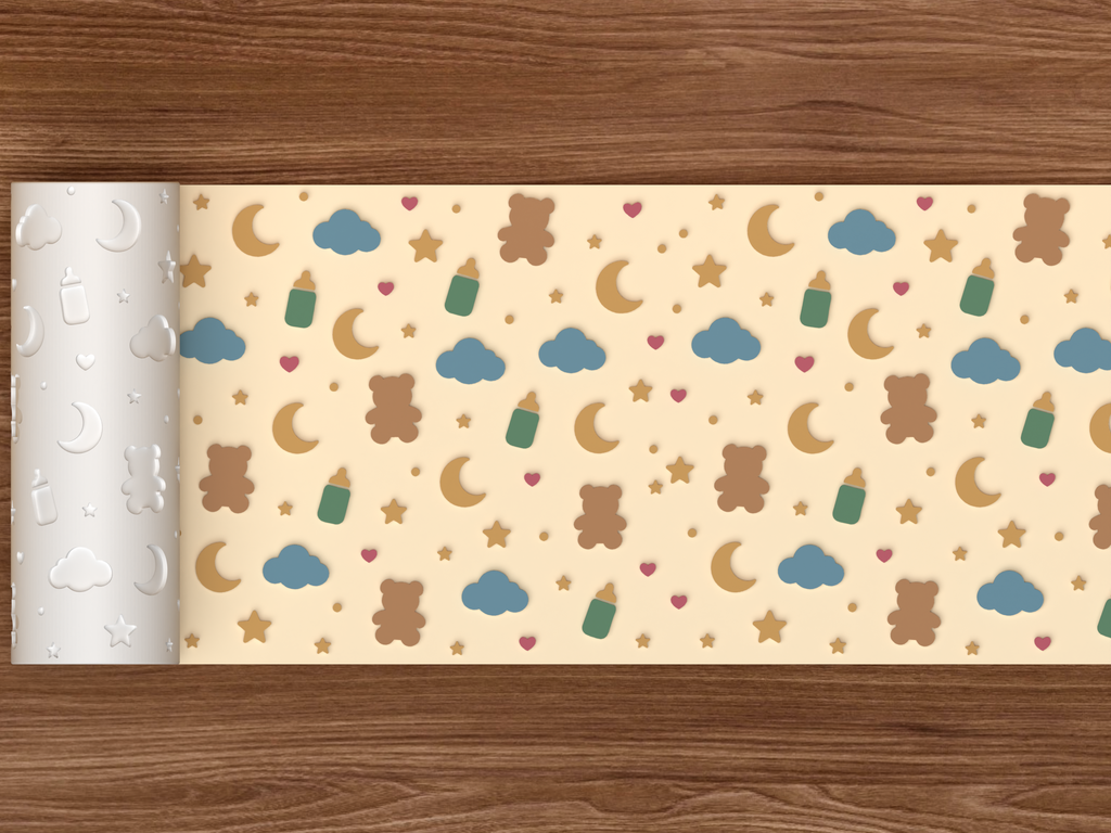 Baby Nursery Night Sky Textured Roller STL File - 02 wide shot emboss colored