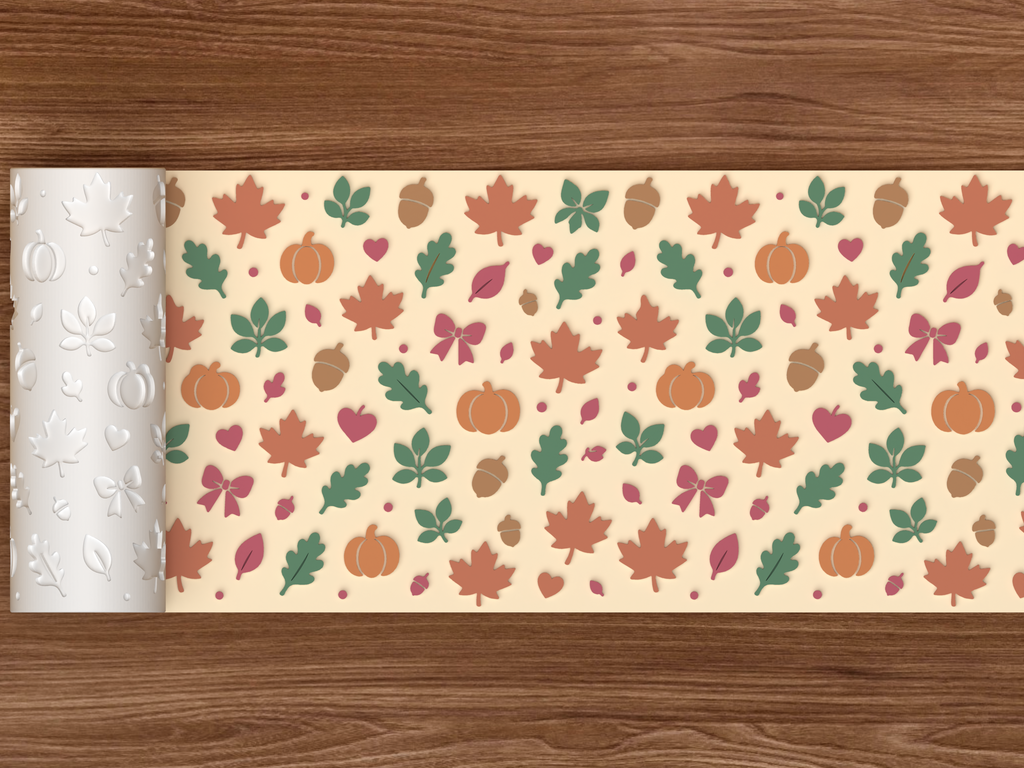 Autumn Harvest Textured Roller STL File - 02 wide shot emboss colored