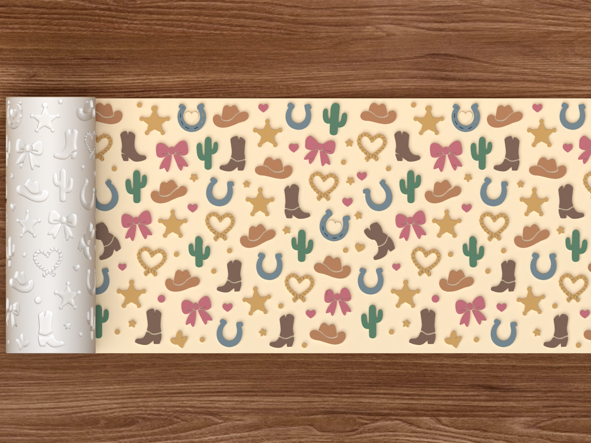 Western Cowboy Textured Roller - 02 wide shot emboss colored