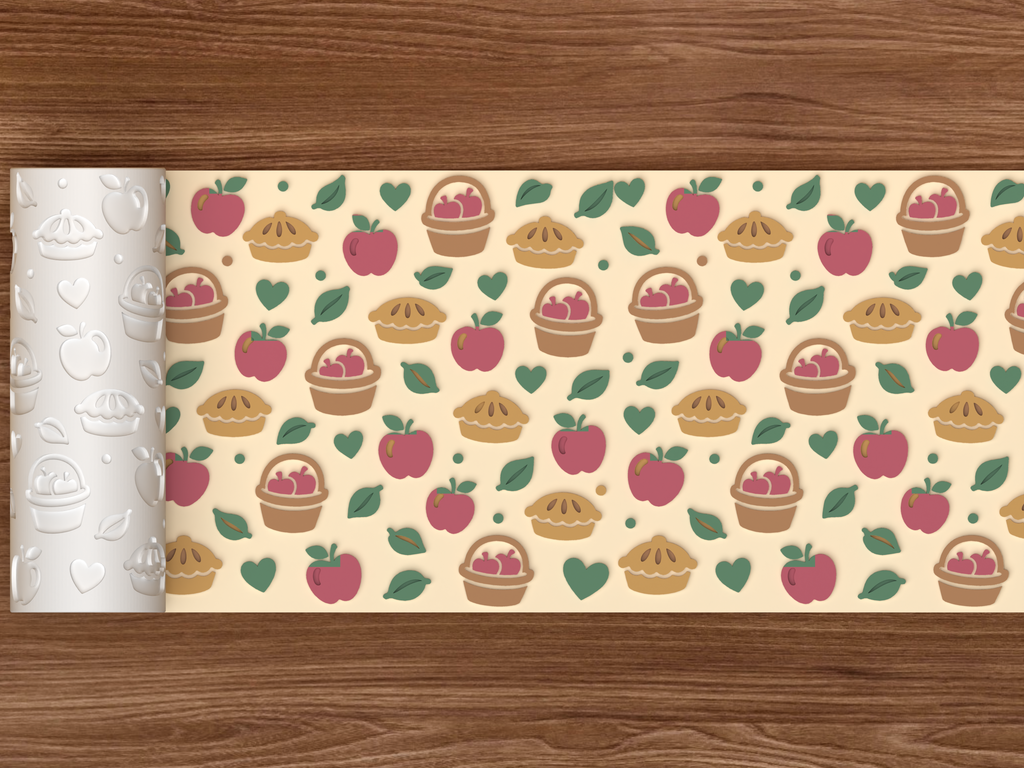 Apple Pie Orchard Textured Roller STL File - 02 wide shot emboss colored