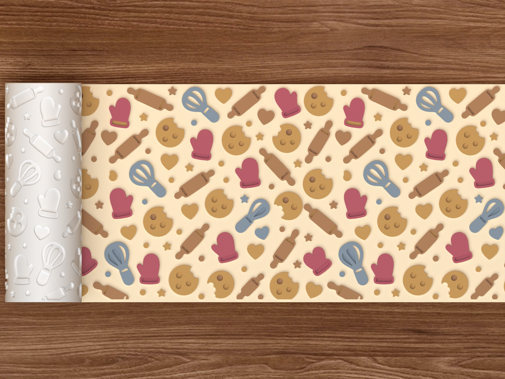 Baking Kitchen Textured Roller STL File - 02 wide shot emboss colored