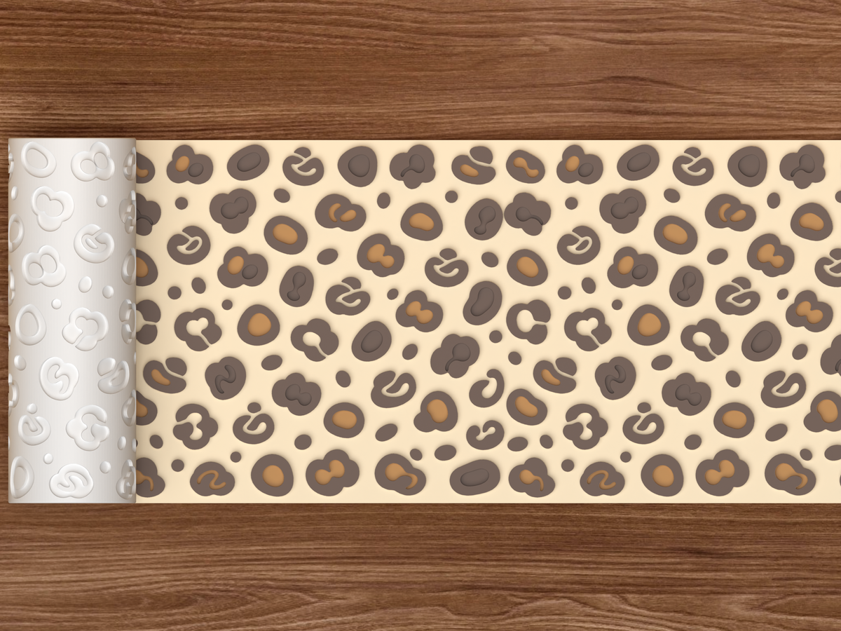 Leopard Animal Print Textured Roller STL File - 02 wide shot emboss colored
