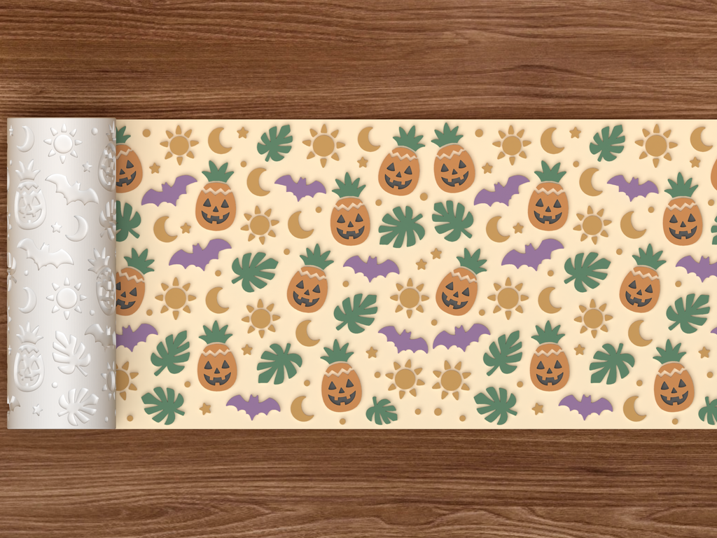 Summerween Pineapple Lantern Textured Roller STL File - 02 wide shot emboss colored