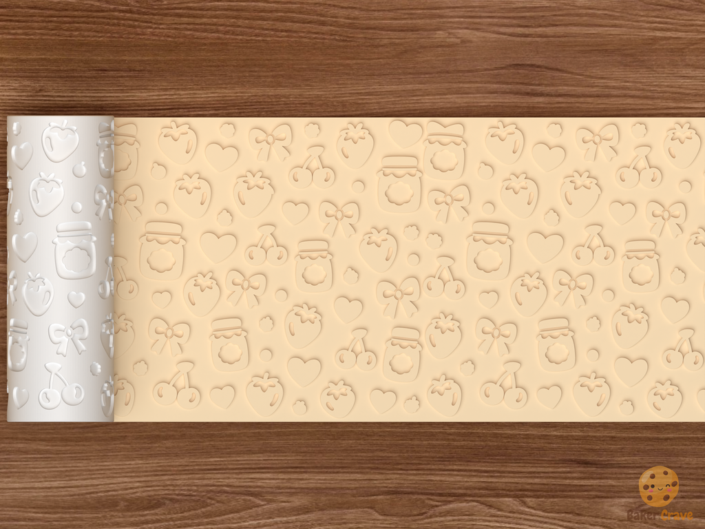 Berry Sweet Jam Textured Roller STL File - 02 wide shot emboss