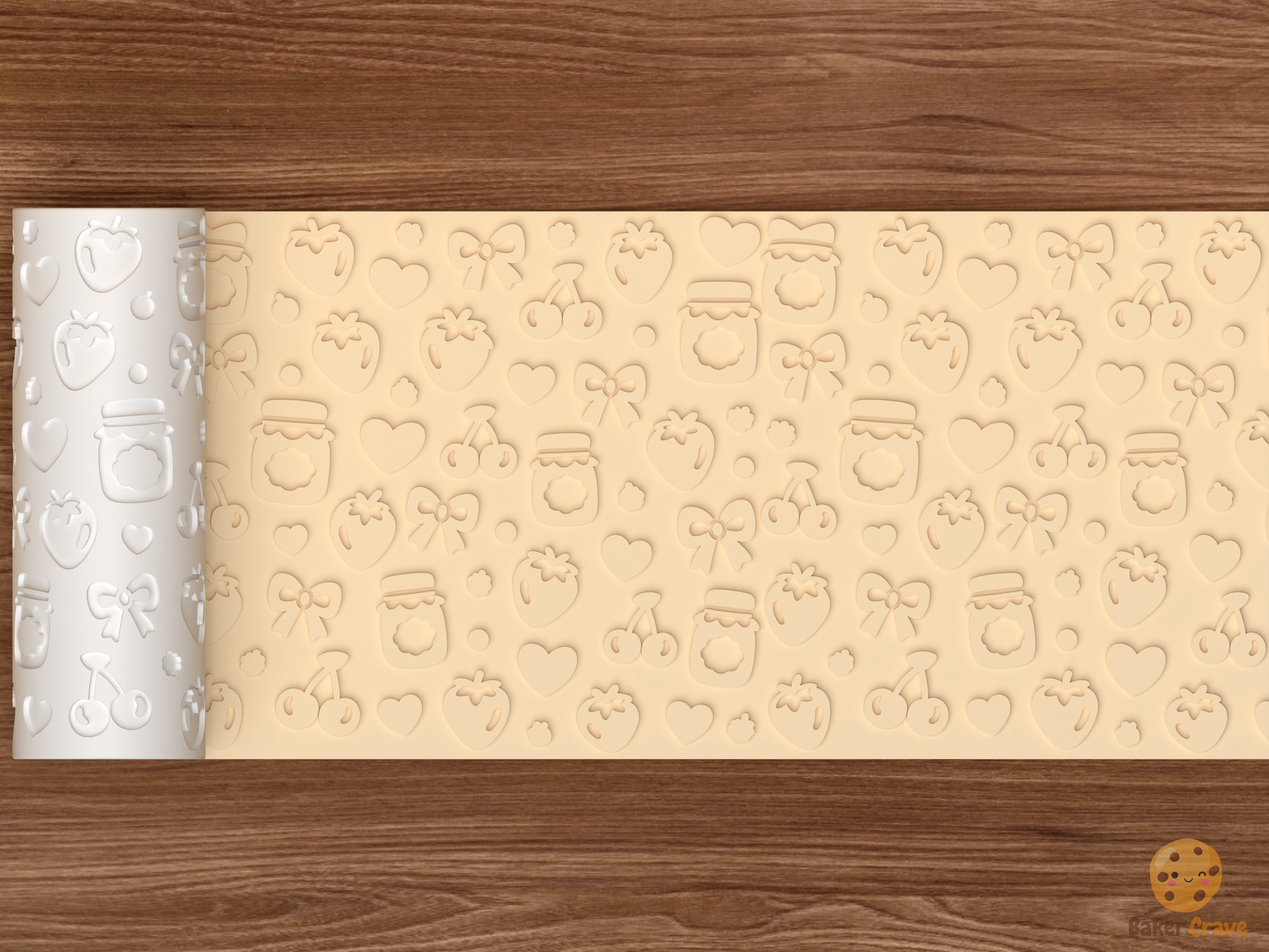 Berry Sweet Jam Textured Roller STL File - 02 wide shot emboss