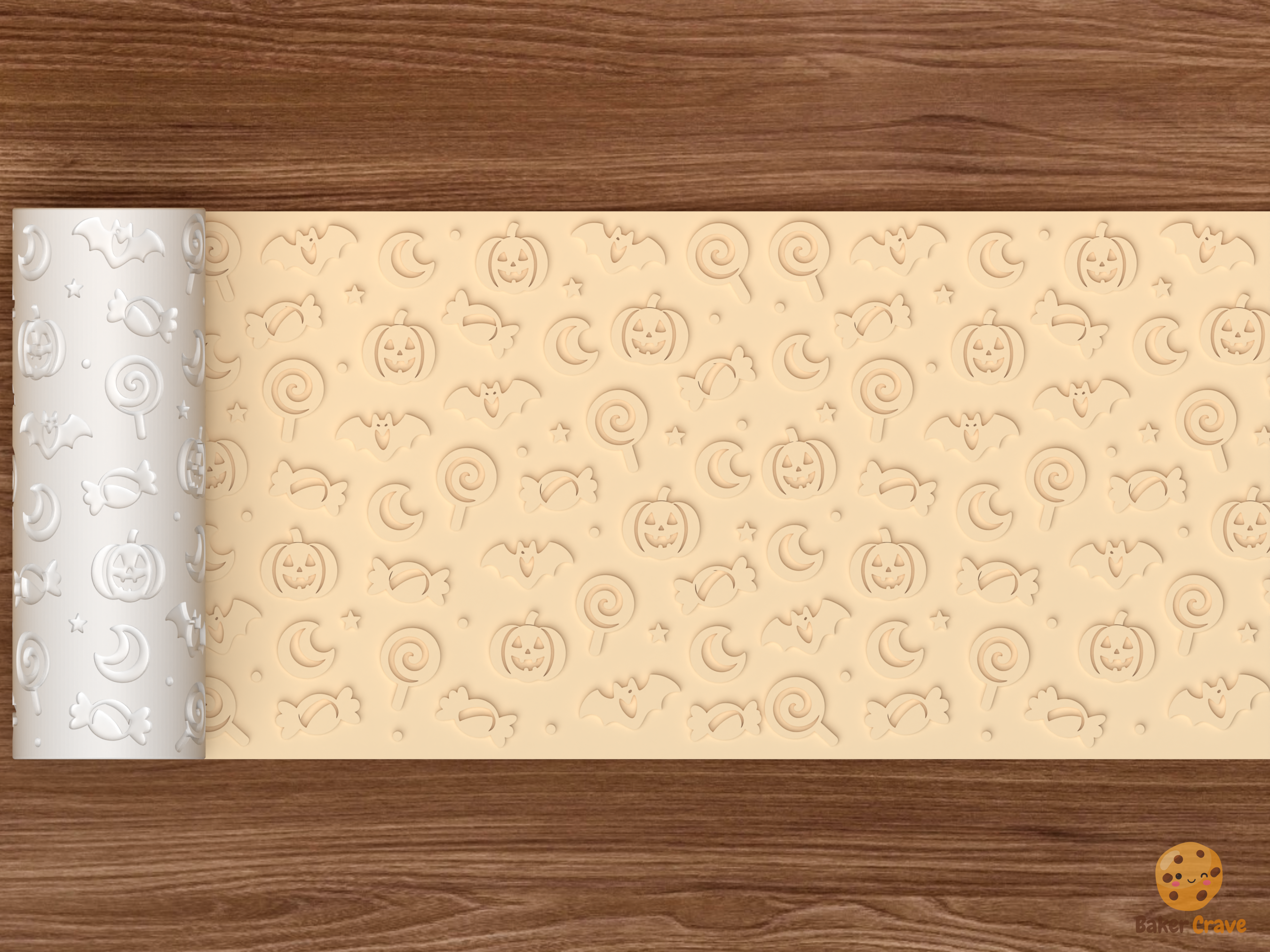 Haunted Lollipop Swirl Textured Roller STL File - 02 wide shot emboss