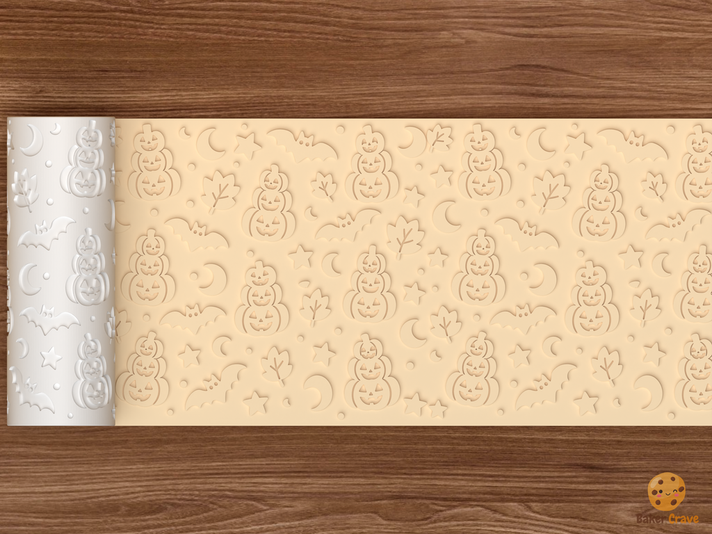 Jack O Lantern Stack Textured Roller STL File - 02 wide shot emboss