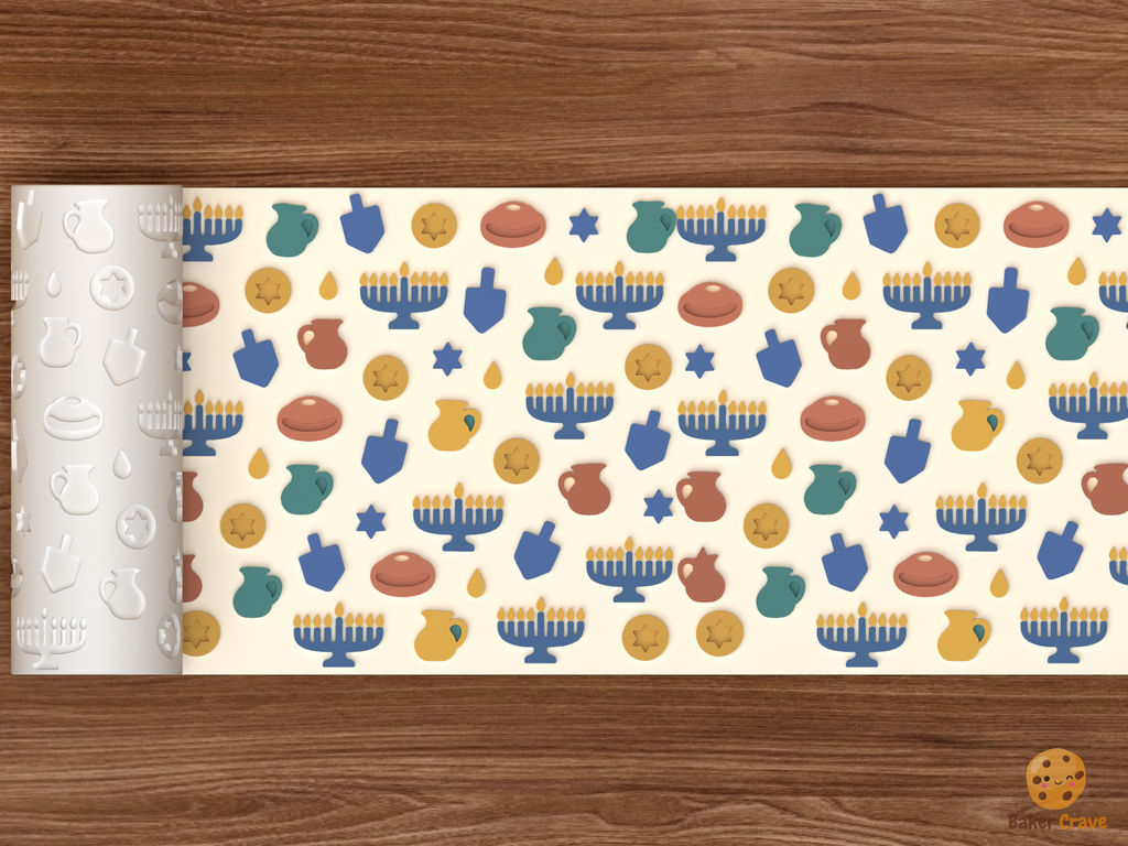 Hanukkah Celebration Textured Roller STL File