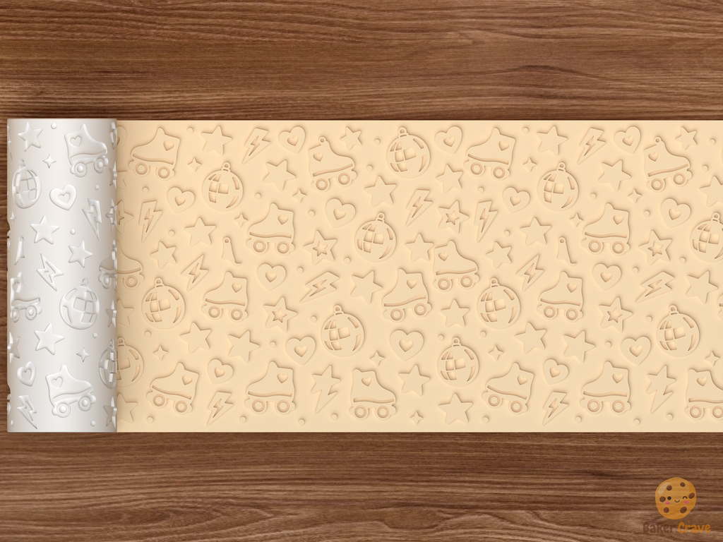 Retro Roller Disco Textured Roller STL File - 02 wide shot emboss