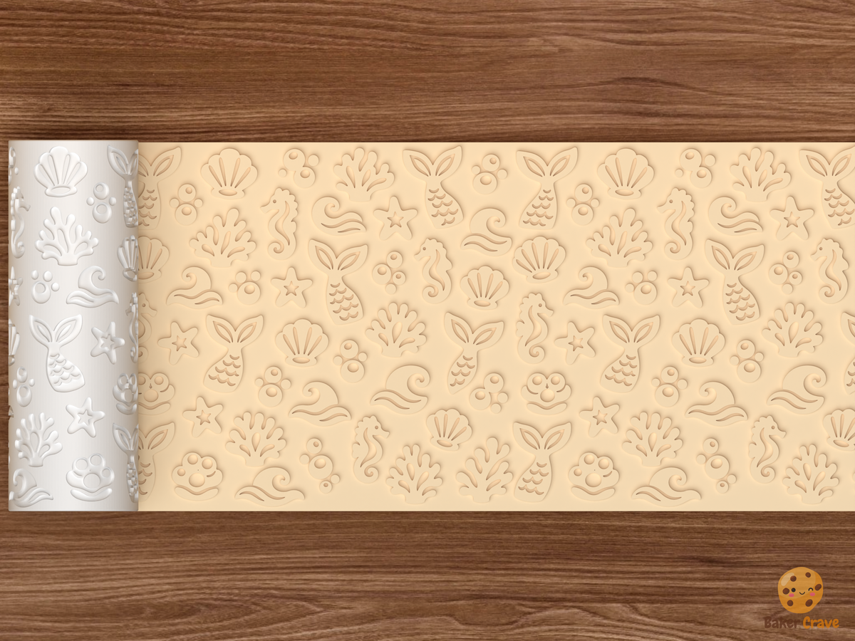 Mermaid Lagoon Textured Roller STL File