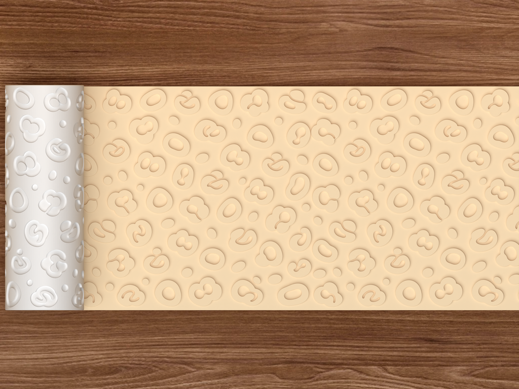 Leopard Animal Print Textured Roller STL File - 02 wide shot emboss
