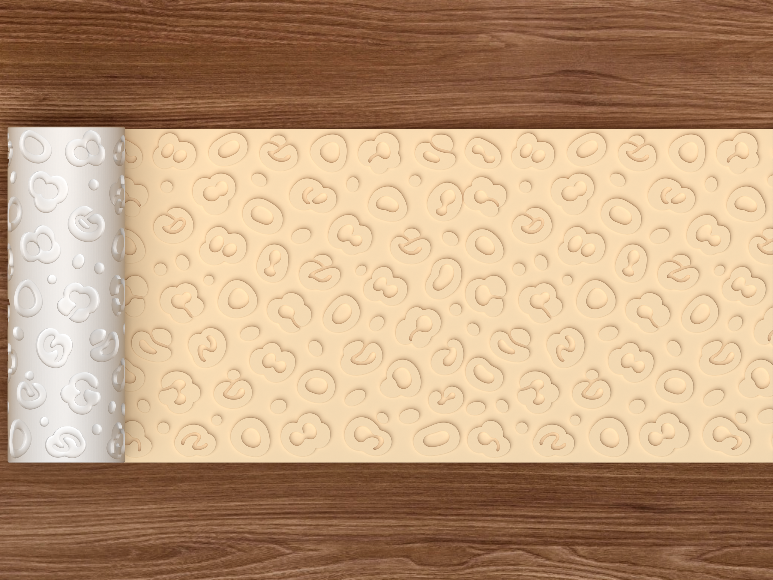 Leopard Animal Print Textured Roller STL File - 02 wide shot emboss