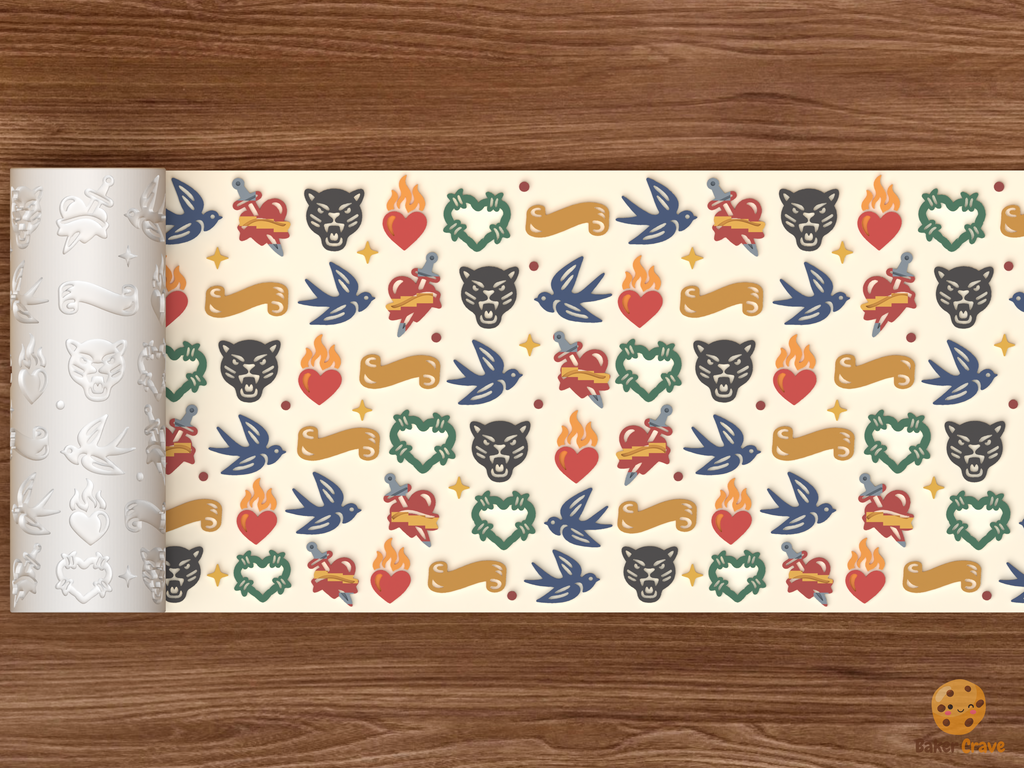 Traditional Tattoo Flash Textured Roller STL File