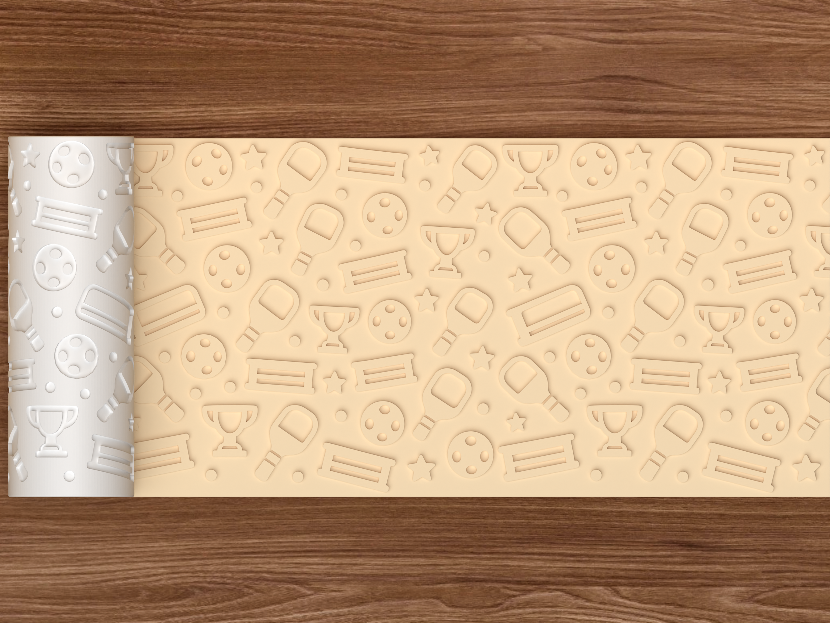 Pickleball Awards Textured Roller STL File - 02 wide shot emboss
