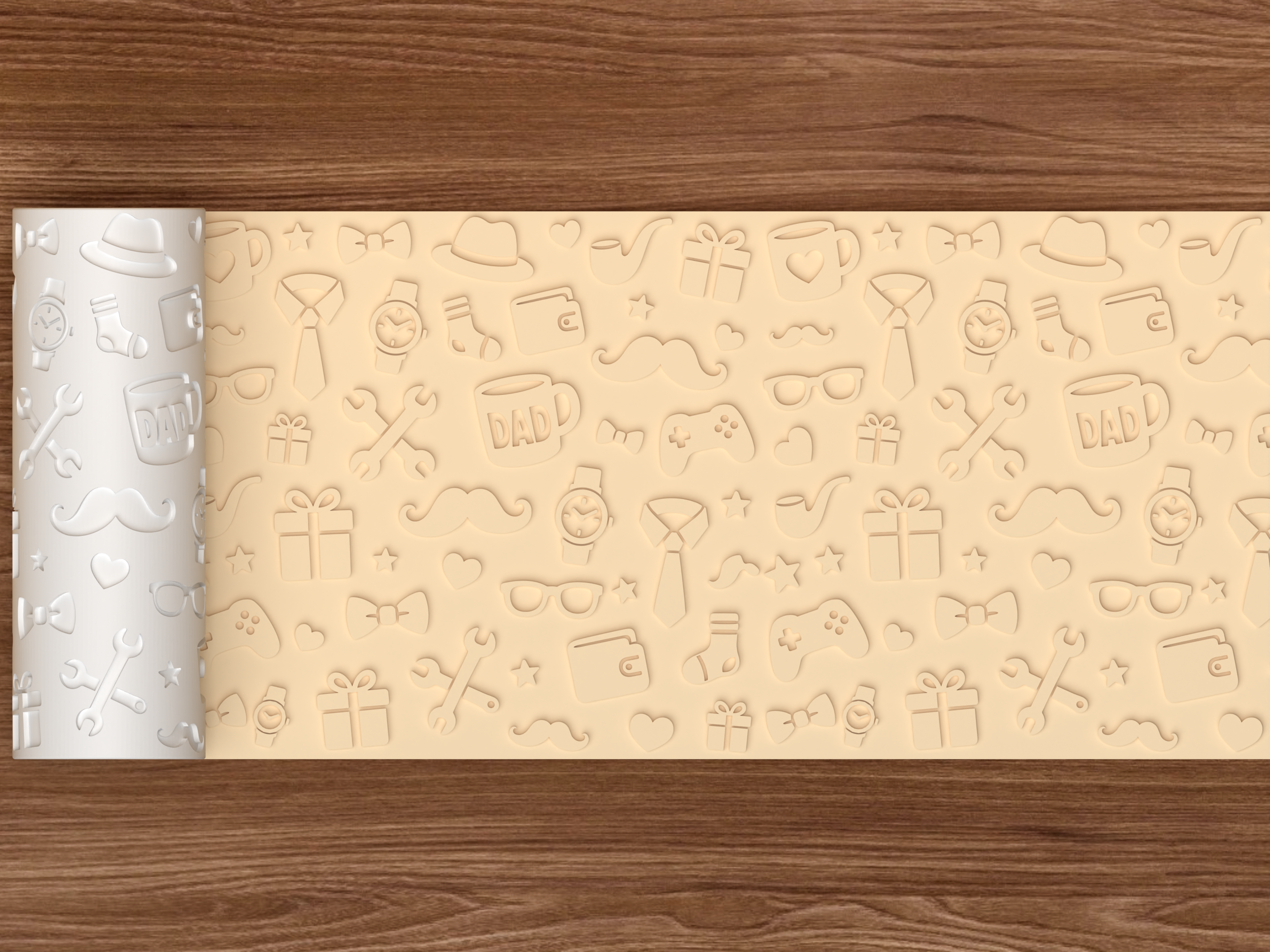 Father’s Day Dad Textured Roller STL File - 02 wide shot emboss