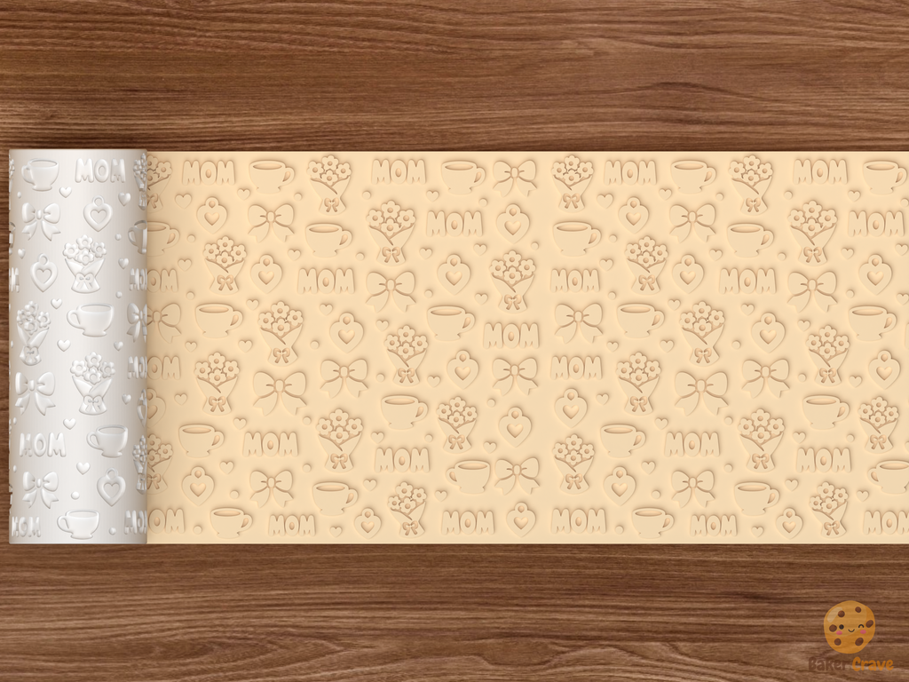 Mother's Day Tea Floral Textured Roller STL File
