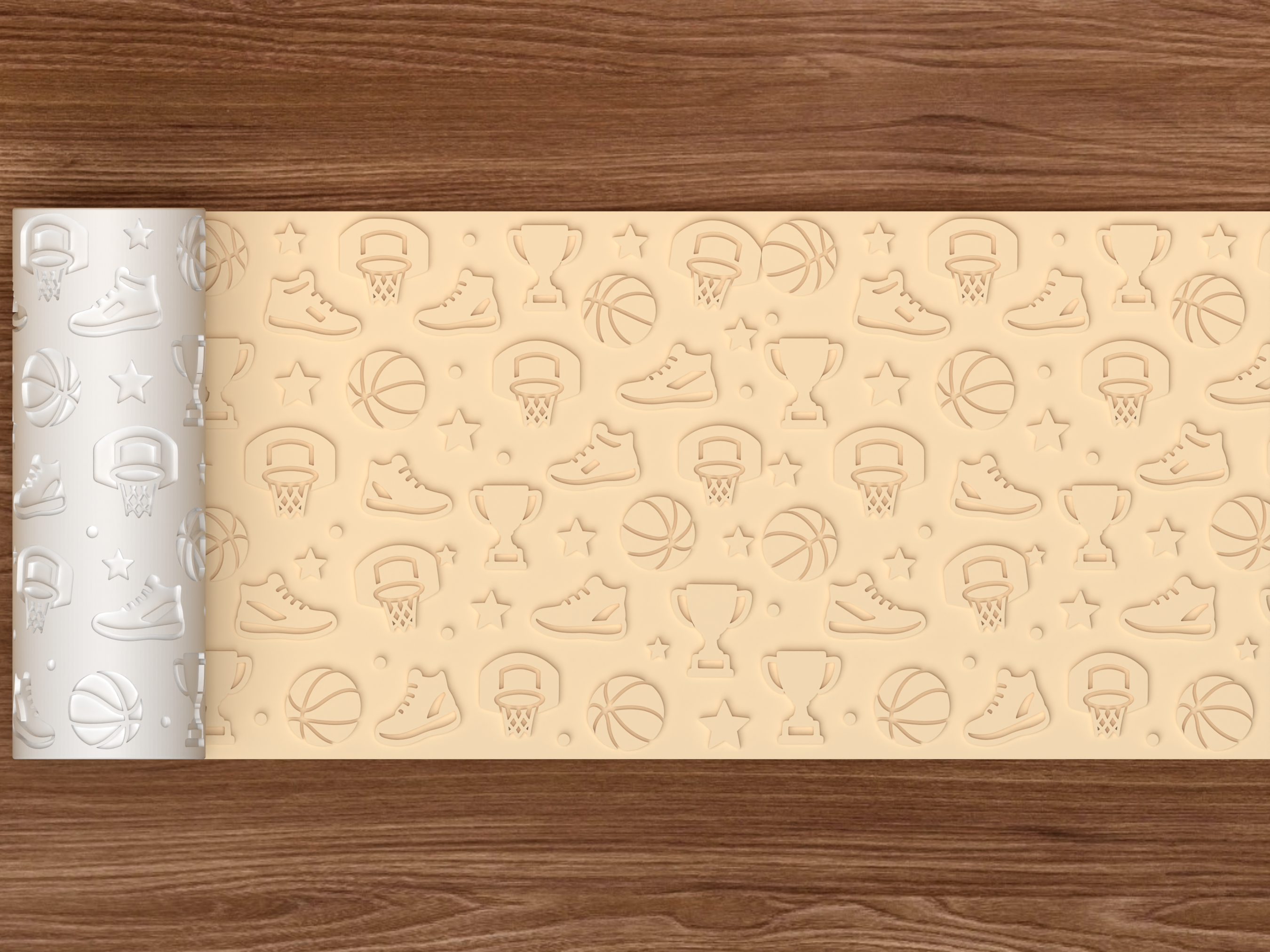 Basketball Sports Textured Roller STL File - 02 wide shot emboss