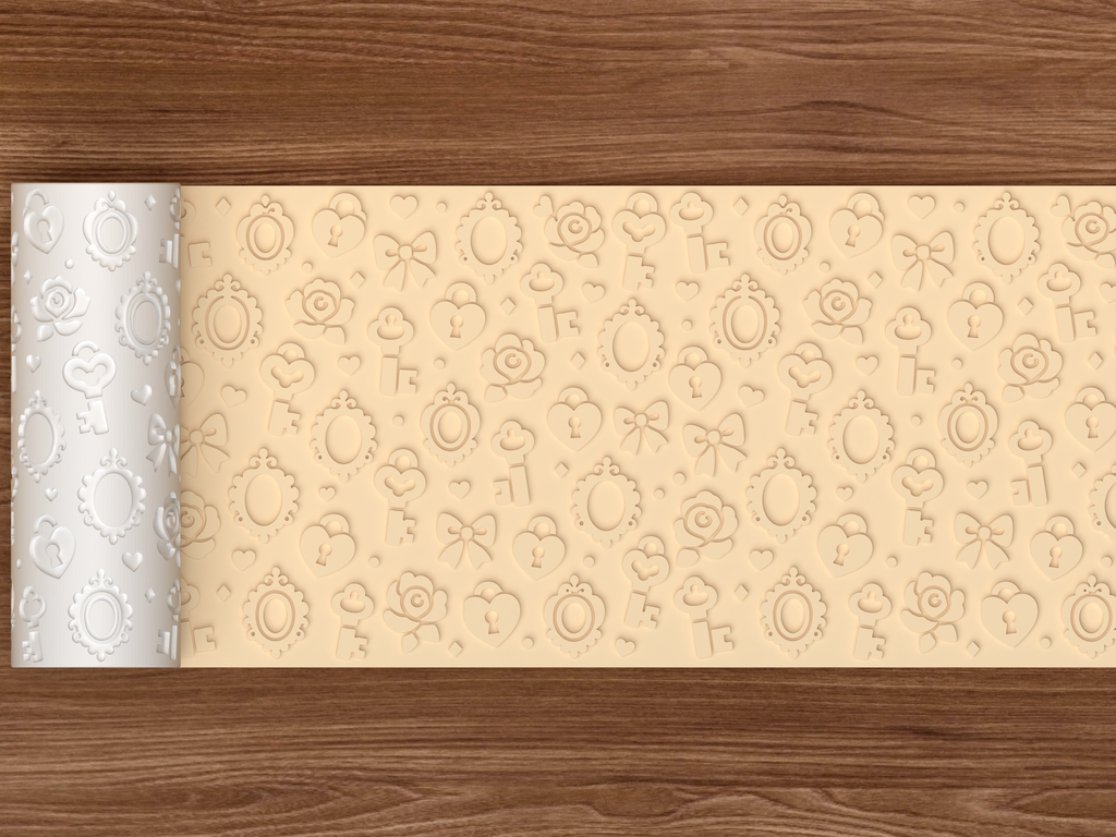 Vintage Love Locks Textured Roller STL File - 02 wide shot emboss