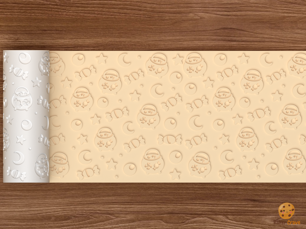 Candy Cauldron Textured Roller STL File - 02 wide shot emboss