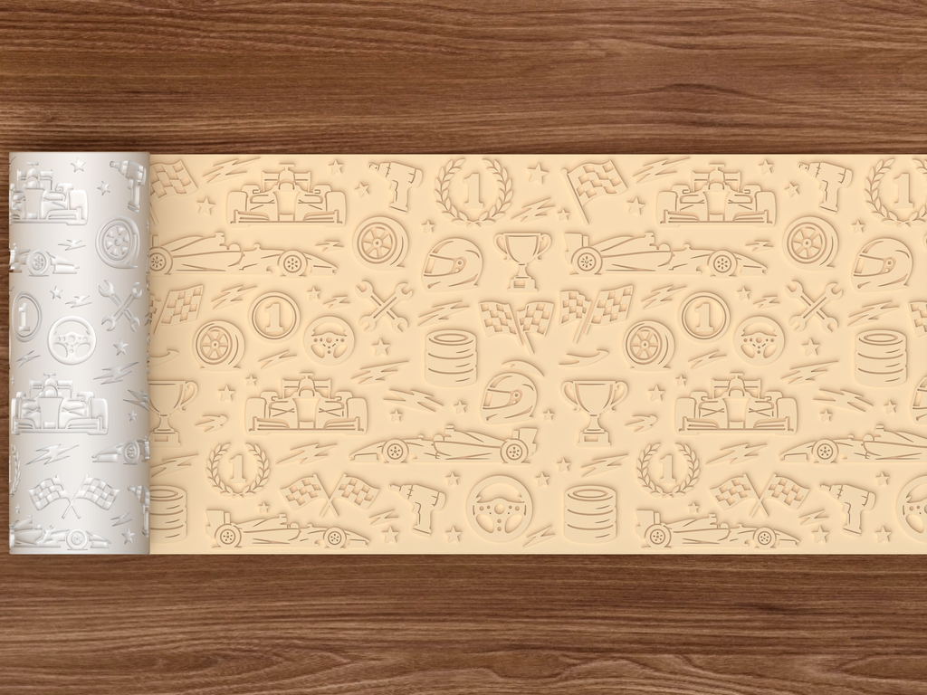 Formula Racing Textured Roller STL File - 02 wide shot emboss