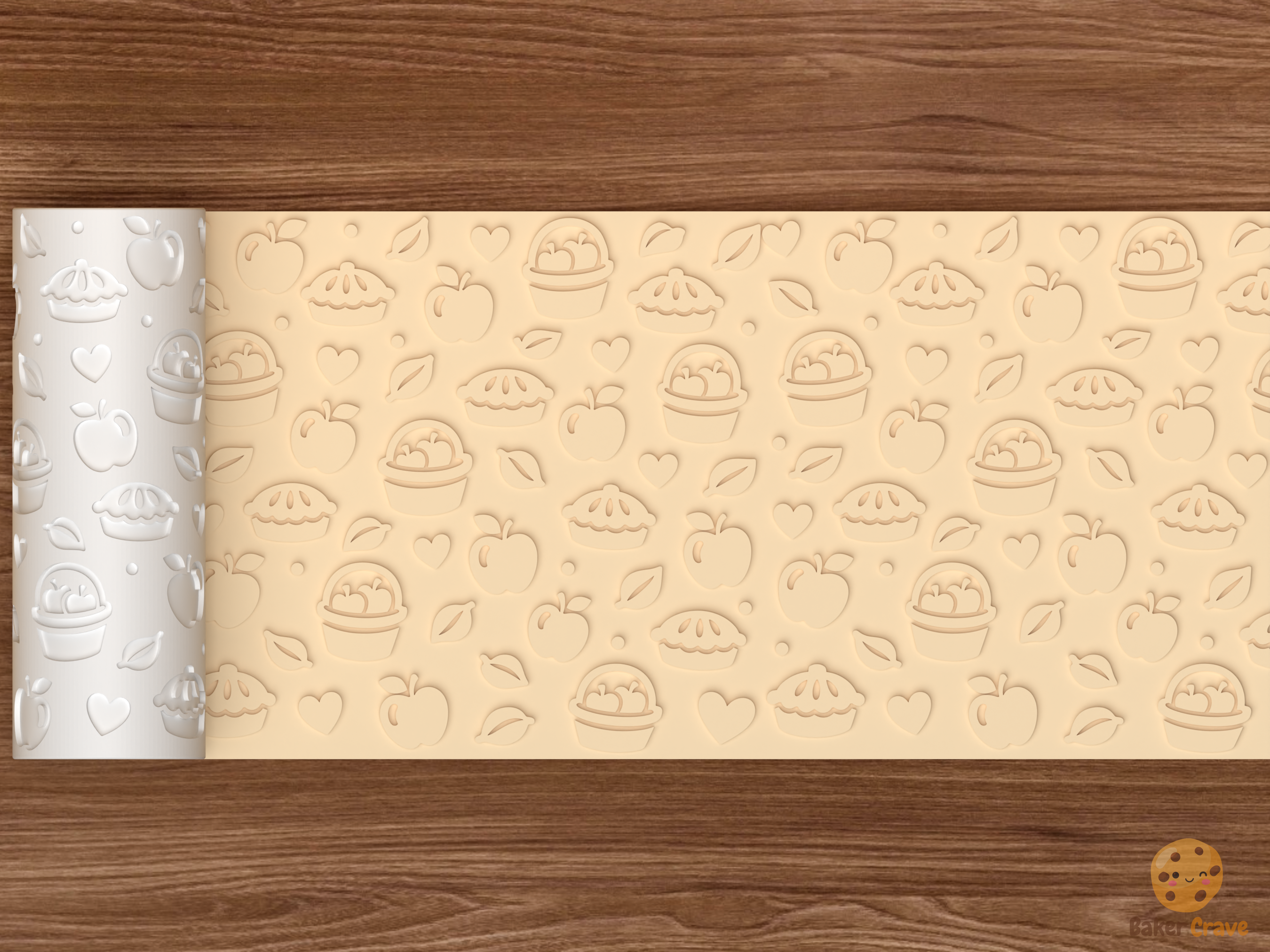 Apple Pie Orchard Textured Roller STL File - 02 wide shot emboss