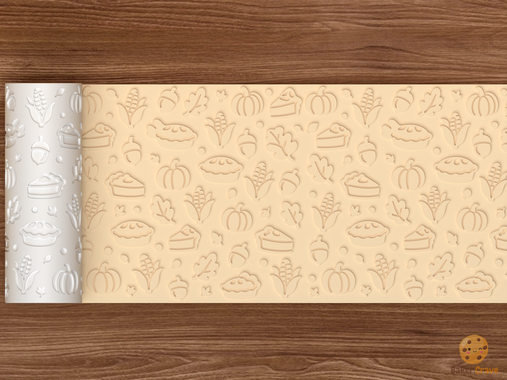 Thanksgiving Harvest Textured Roller STL File - 02 wide shot emboss