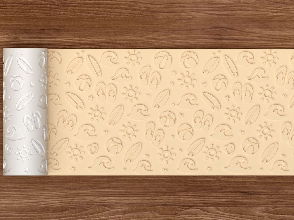 Beach Summer Textured Roller STL File - 02 wide shot emboss