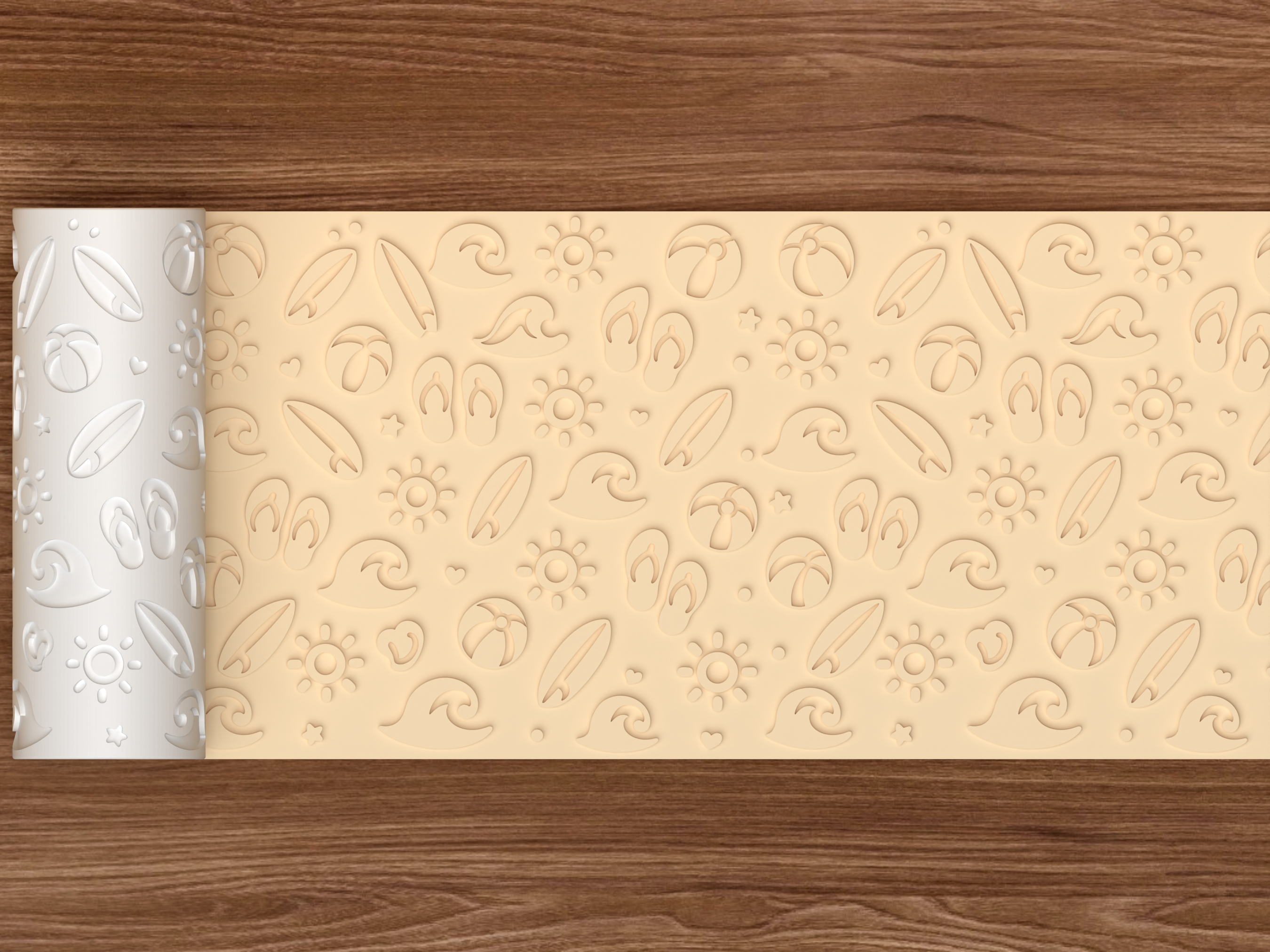 Beach Summer Textured Roller STL File - 02 wide shot emboss