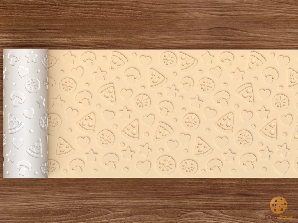 Pizza Party Textured Roller STL File - 02 wide shot emboss