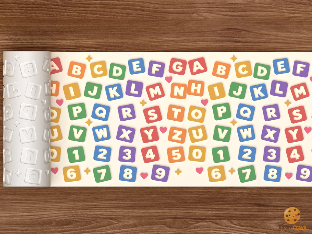 Alphabet Number Blocks Textured Roller STL File