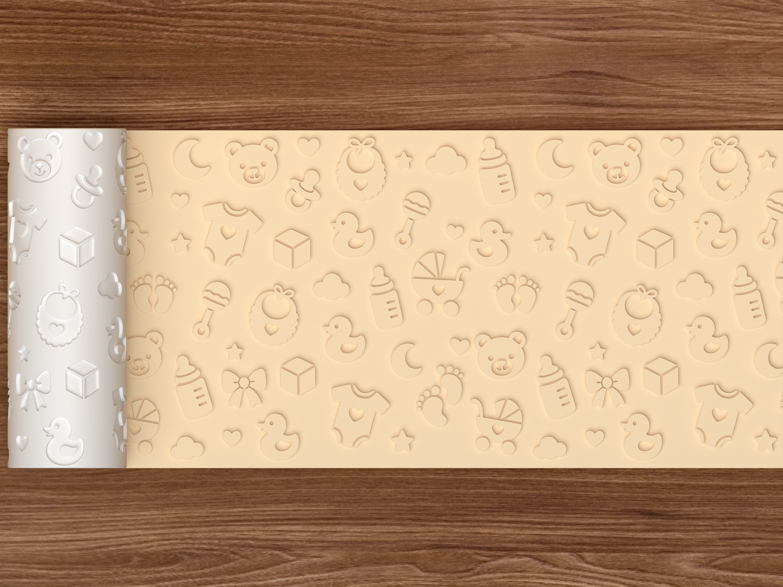 Baby Shower Textured Roller STL File - 02 wide shot emboss