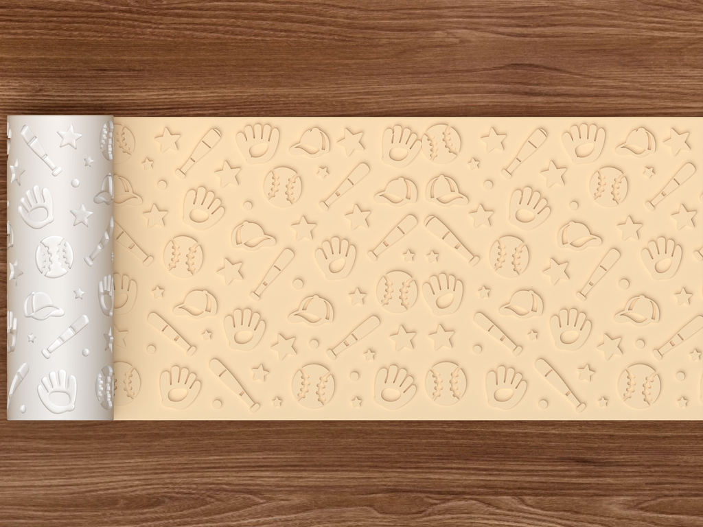 Baseball Sports Textured Roller STL File - 02 wide shot emboss