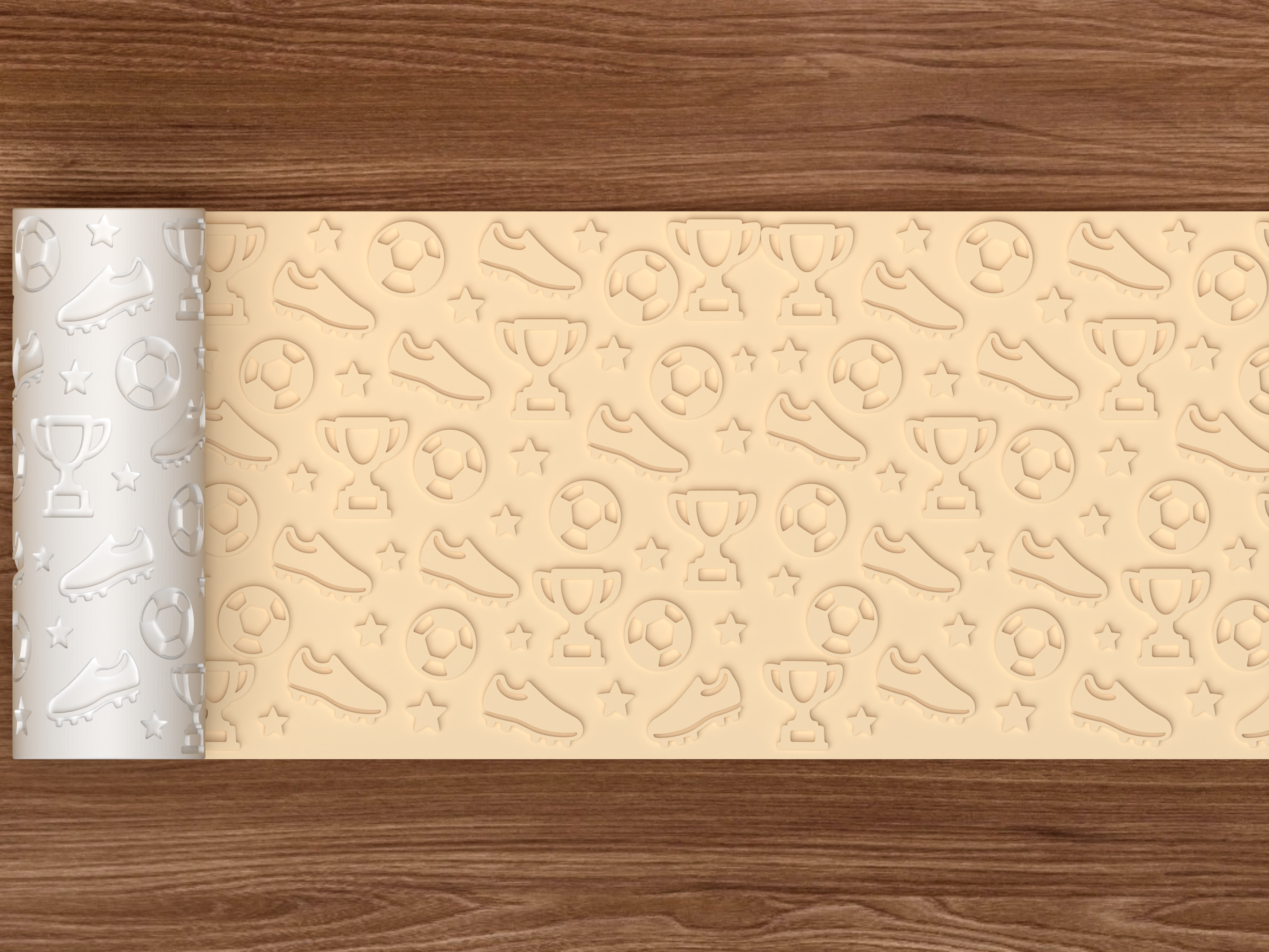Soccer Trophy Textured Roller STL File - 02 wide shot emboss
