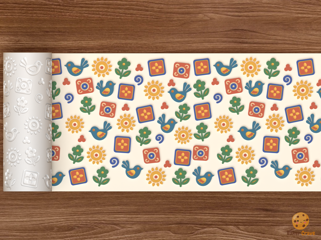 Mexican Talavera Tile Motifs Textured Roller STL File