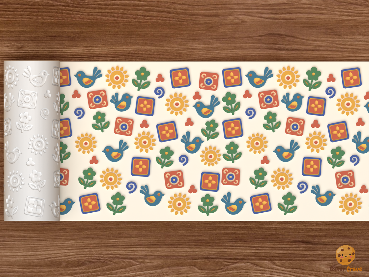 Mexican Talavera Tile Motifs Textured Roller STL File