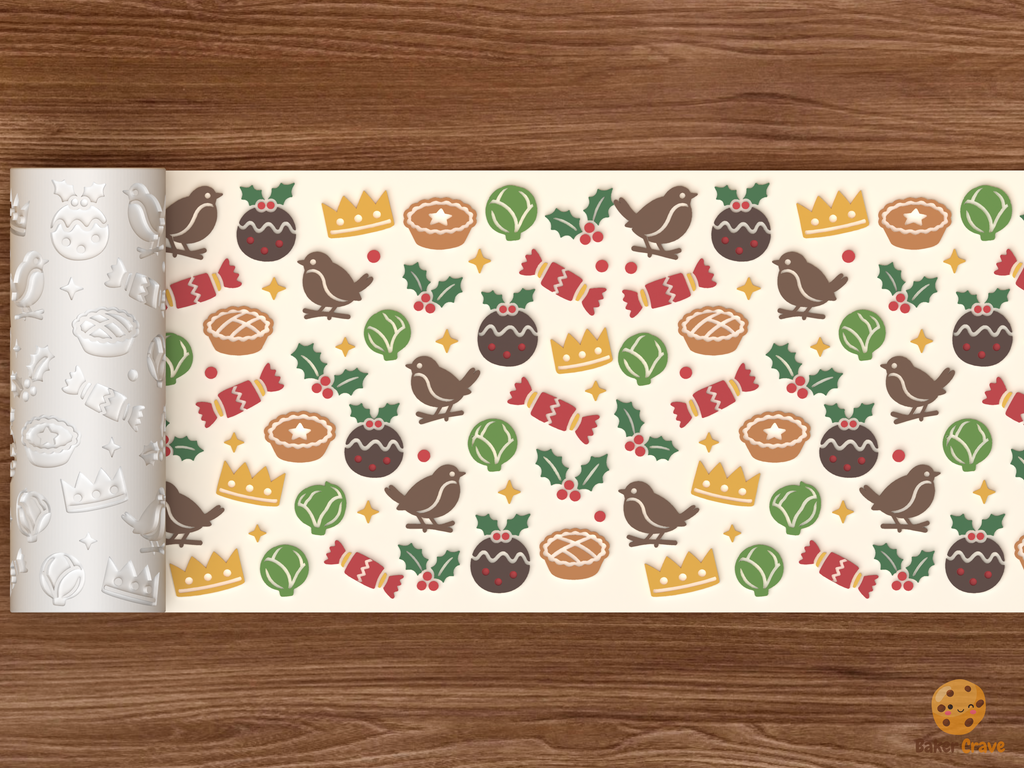 British Christmas Robin Pudding Crackers Textured Roller STL File