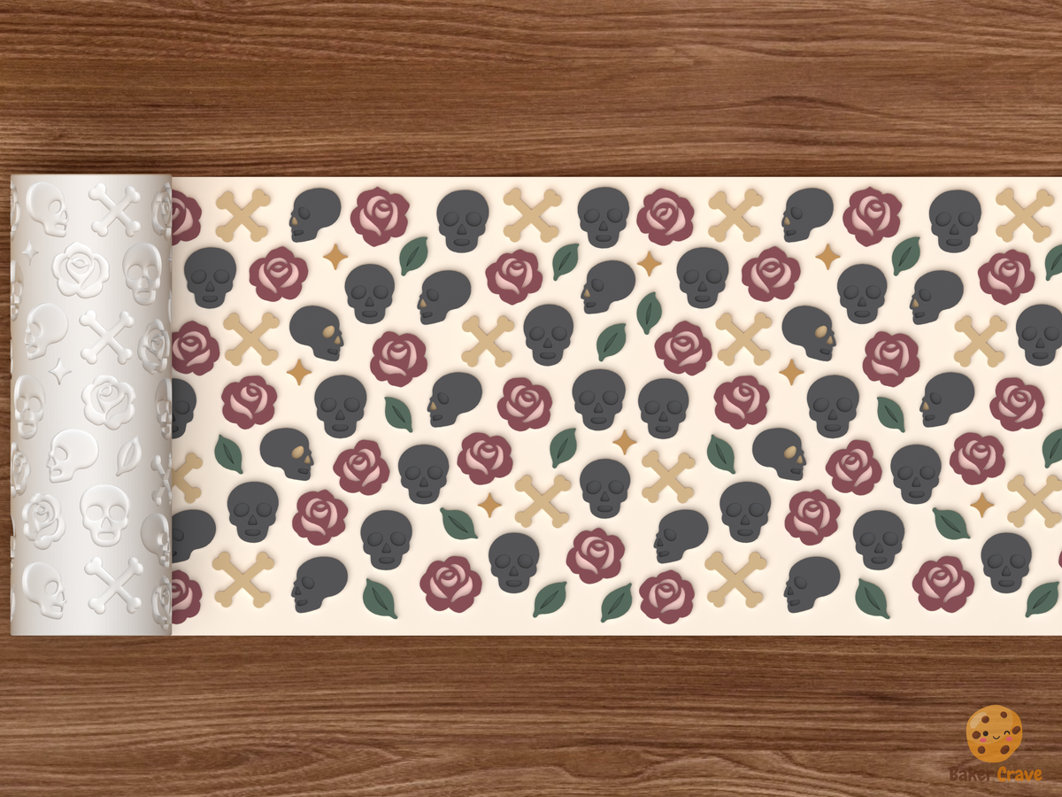Gothic Skulls Roses Textured Roller