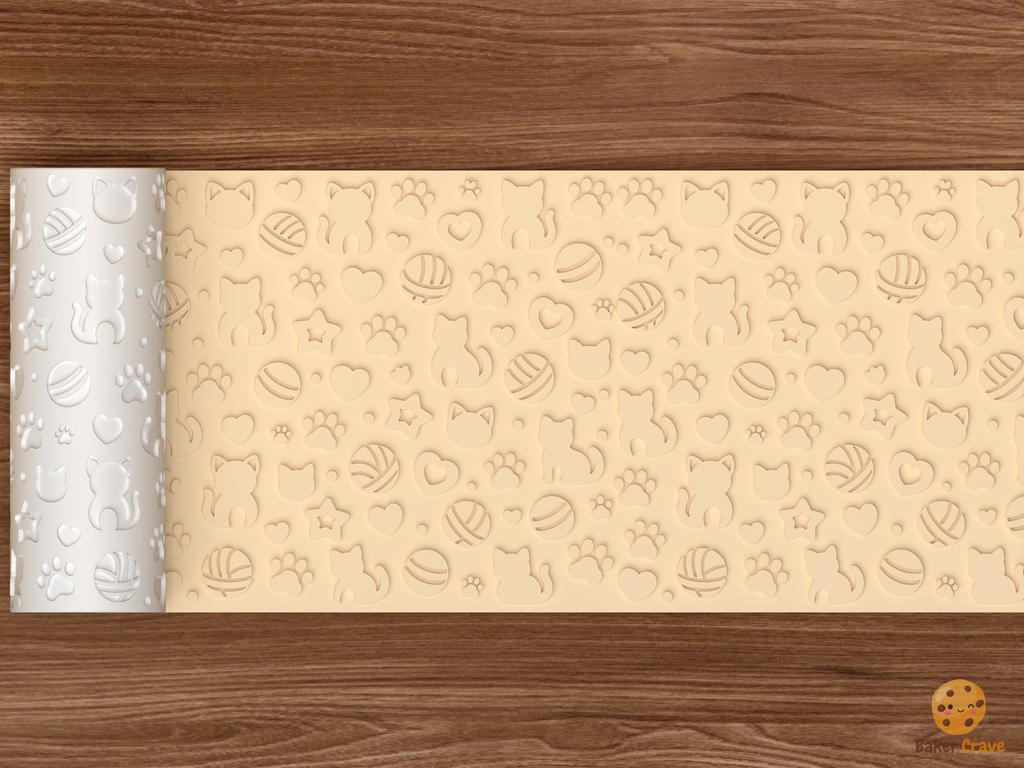 Kitty Yarn Textured Roller STL File - 02 wide shot emboss